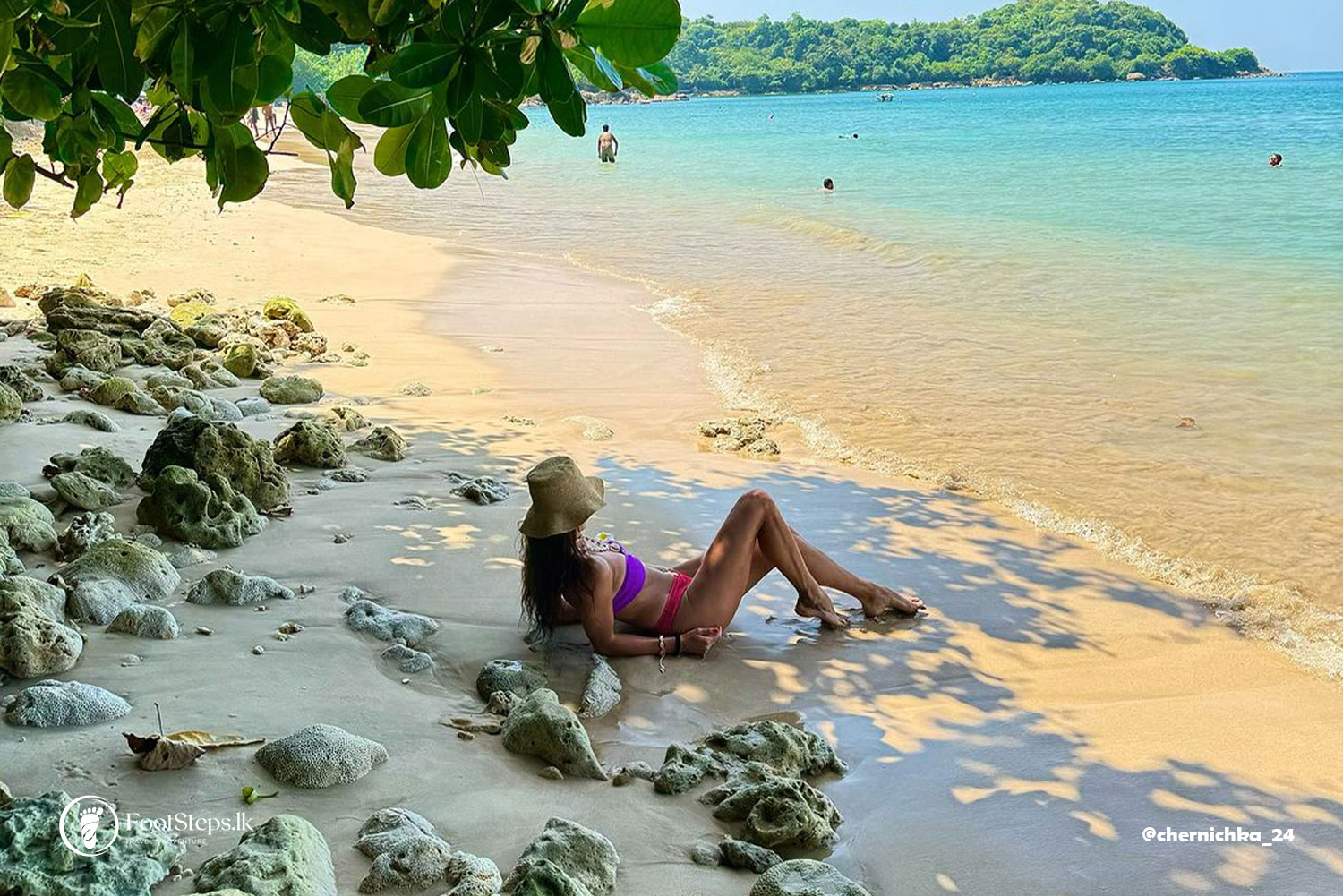 Girl Sitting on the Jungle Beach Unawatuna, Best Beaches in Sri Lanka