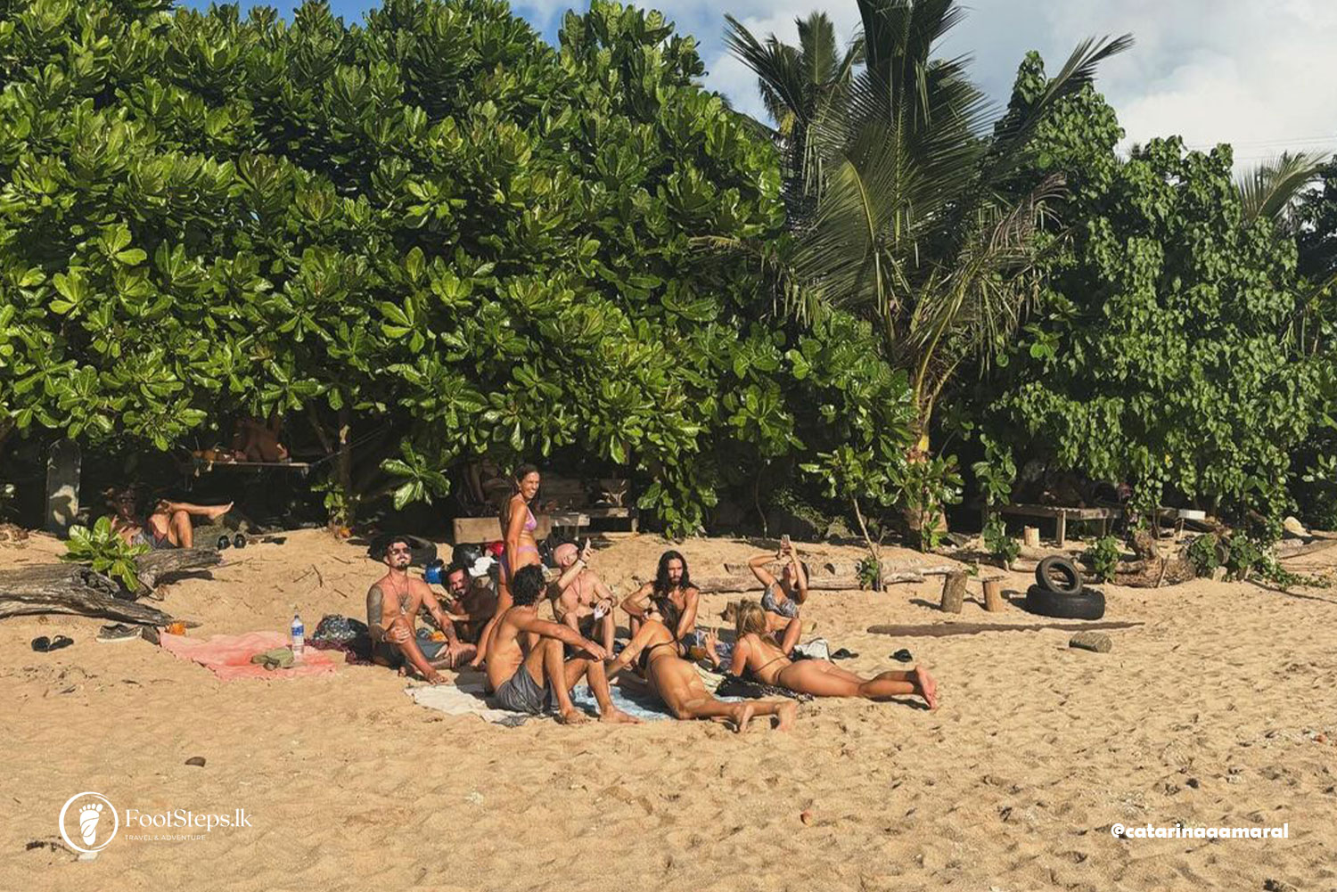 A group of tourist sitting on the Jungle Beach Weligama, Best Beaches in Sri Lanka
