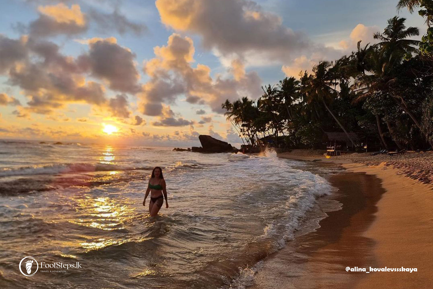 Girl having photos with sunset view at Mihiripenna Beach, Best Beaches in Sri Lanka