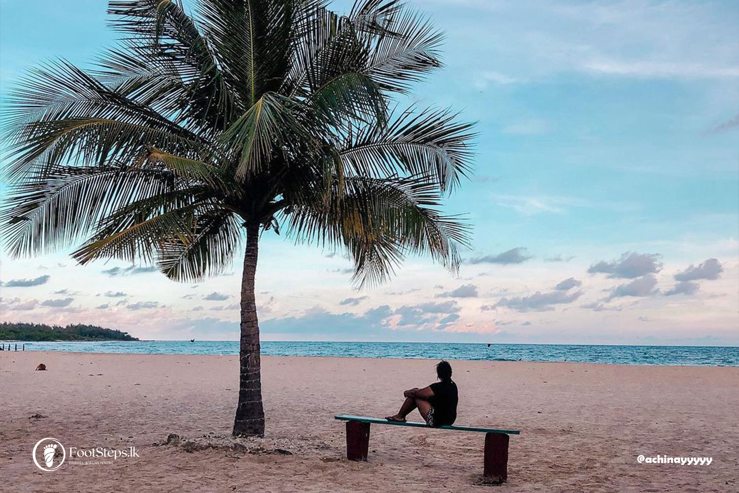 Coconut Tree and girl at Passikuda Beach, Best Beaches in Sri Lanka